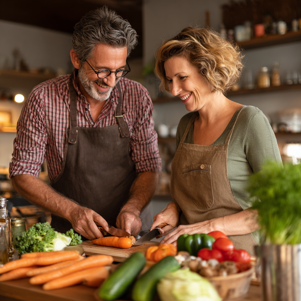 Професійна команда дієтологів європейського походження середнього віку в офісі, посміхаючись та обговорюючи плани харчування